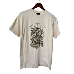 Vintage 1998 Del Sol Sun Color Frogs Graphic T-Shirt Cream Mens Medium